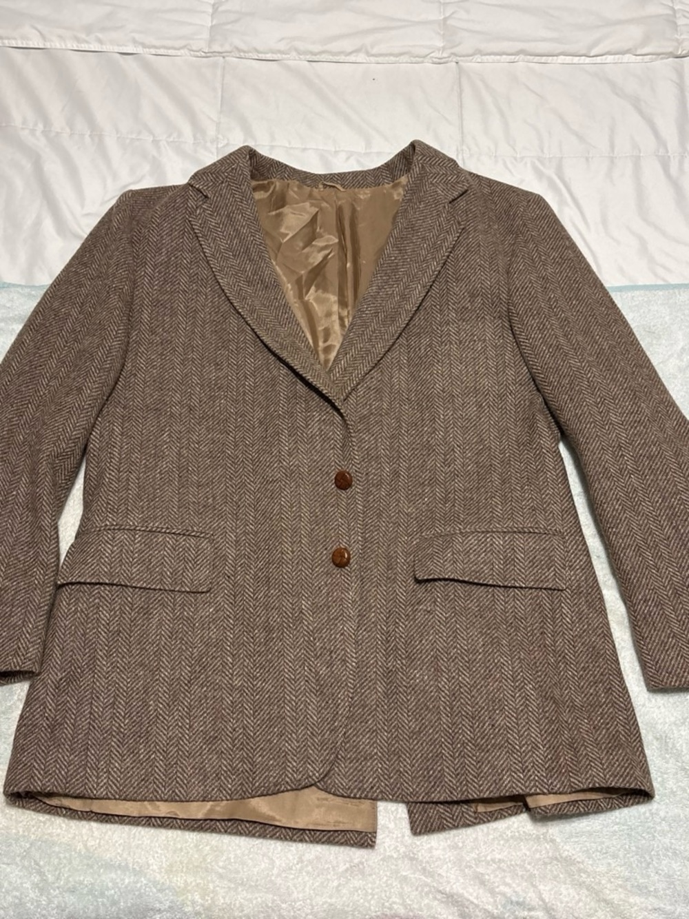 Men's Brown Herringbone Trench-Style Coat